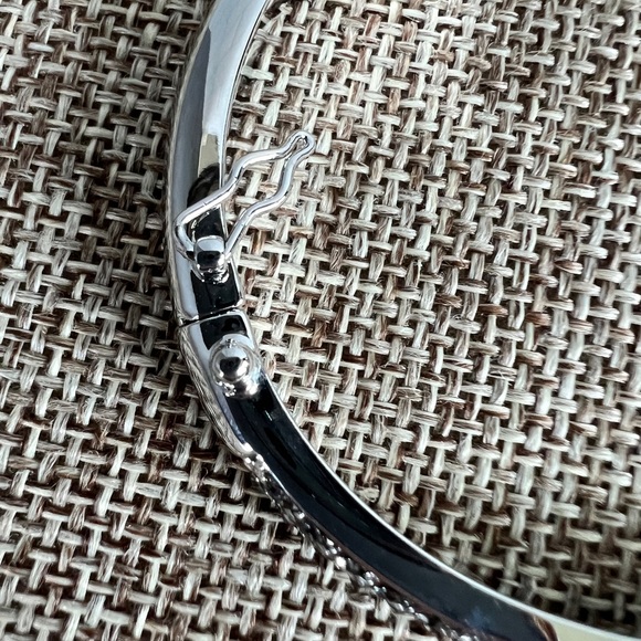 Swarovski Pave Bangle Bracelet Silver and Dark Gray - Picture 2 of 7